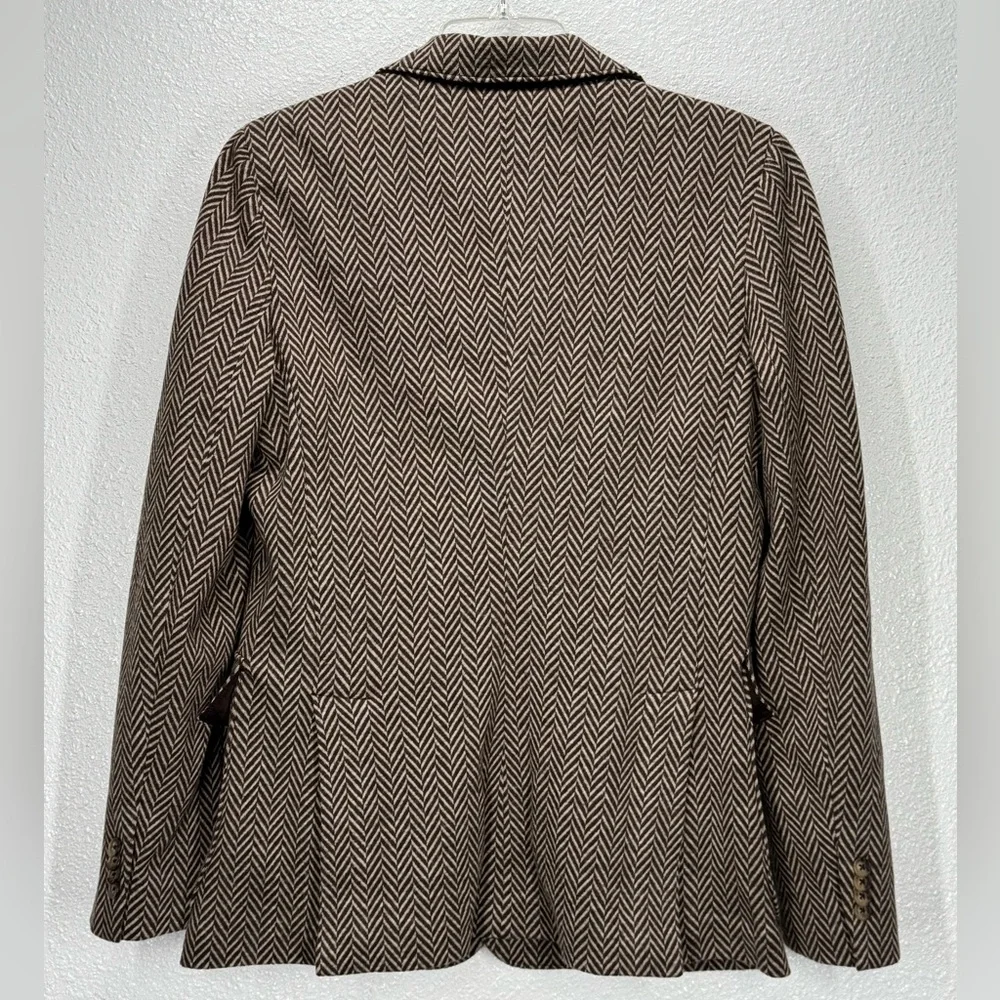 Polo by Ralph Lauren Blue Label Single Breasted Tan Herringbone Blazer 10 - Picture 4 of 15
